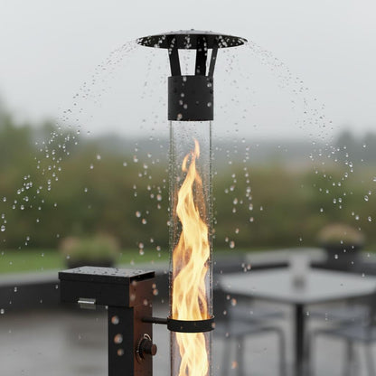Wood Pellet Patio Heater Portable Gravity Feed Rocket Stove with Glass Tube Flame, Smokeless Non-Electric Outdoor Fire Pit for Backyard