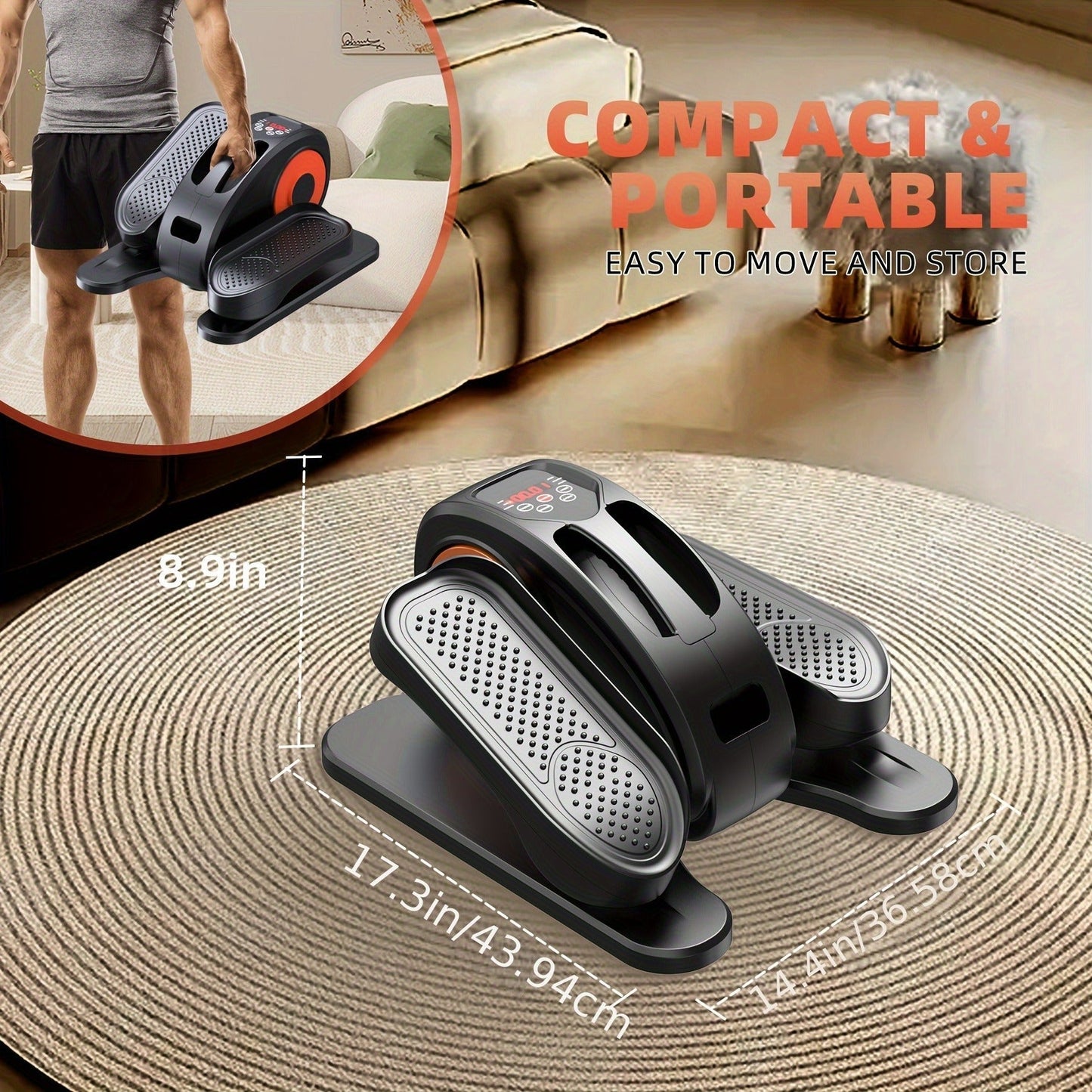 Electric Under Desk Elliptical Machine 12-Speed Seated Leg Exerciser with Remote Control, Quiet Motorized Pedal Stepper for Seniors & Home