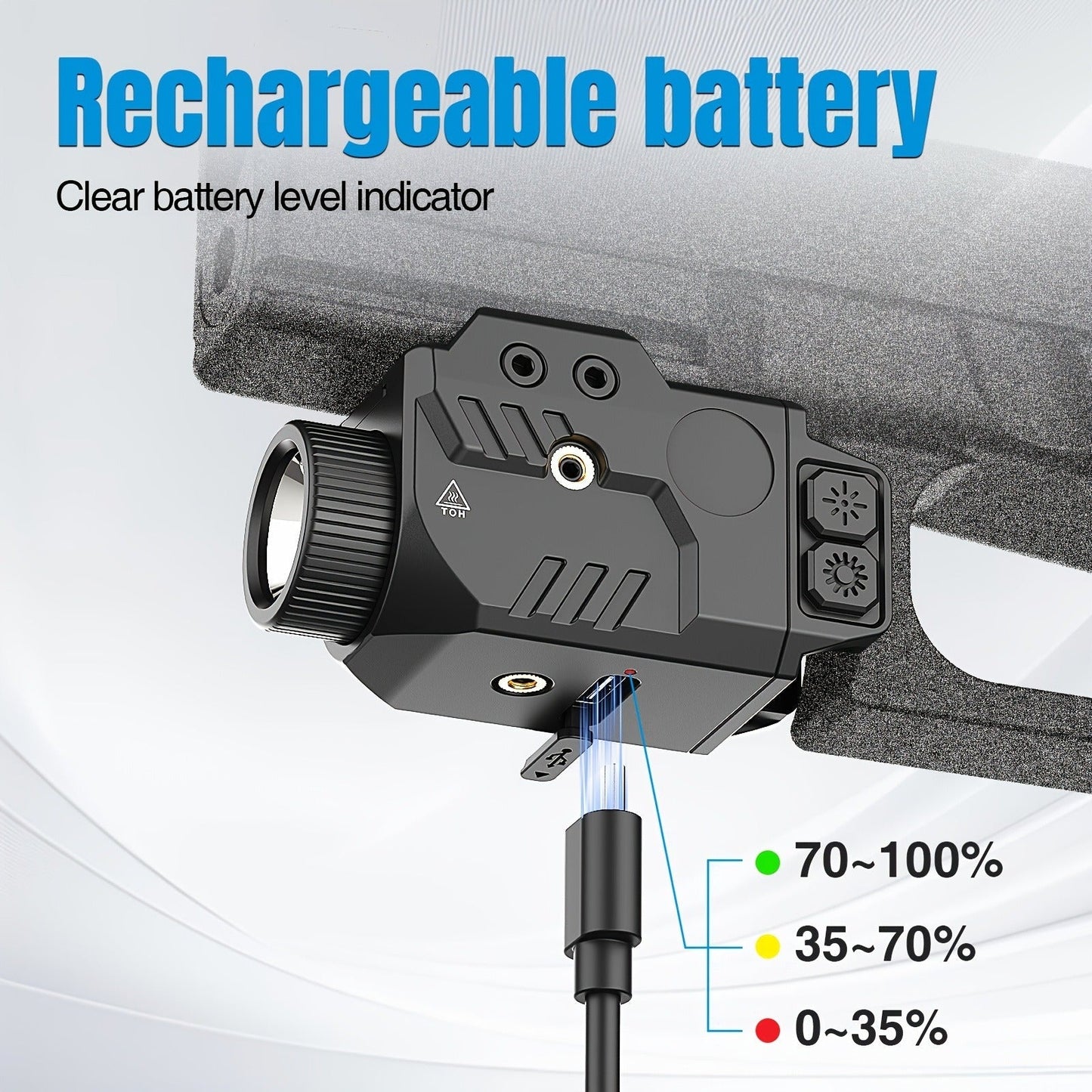 Handgun Light & Laser Combo – 750 Lumen Rechargeable Pistol Flashlight with Red/Green/Blue Laser Sight, Strobe Function