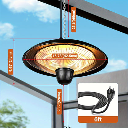 Infrared Patio Heater 1500W Ceiling Mount Electric Outdoor Heater with 3 Heat Settings 600W/900W/1500W