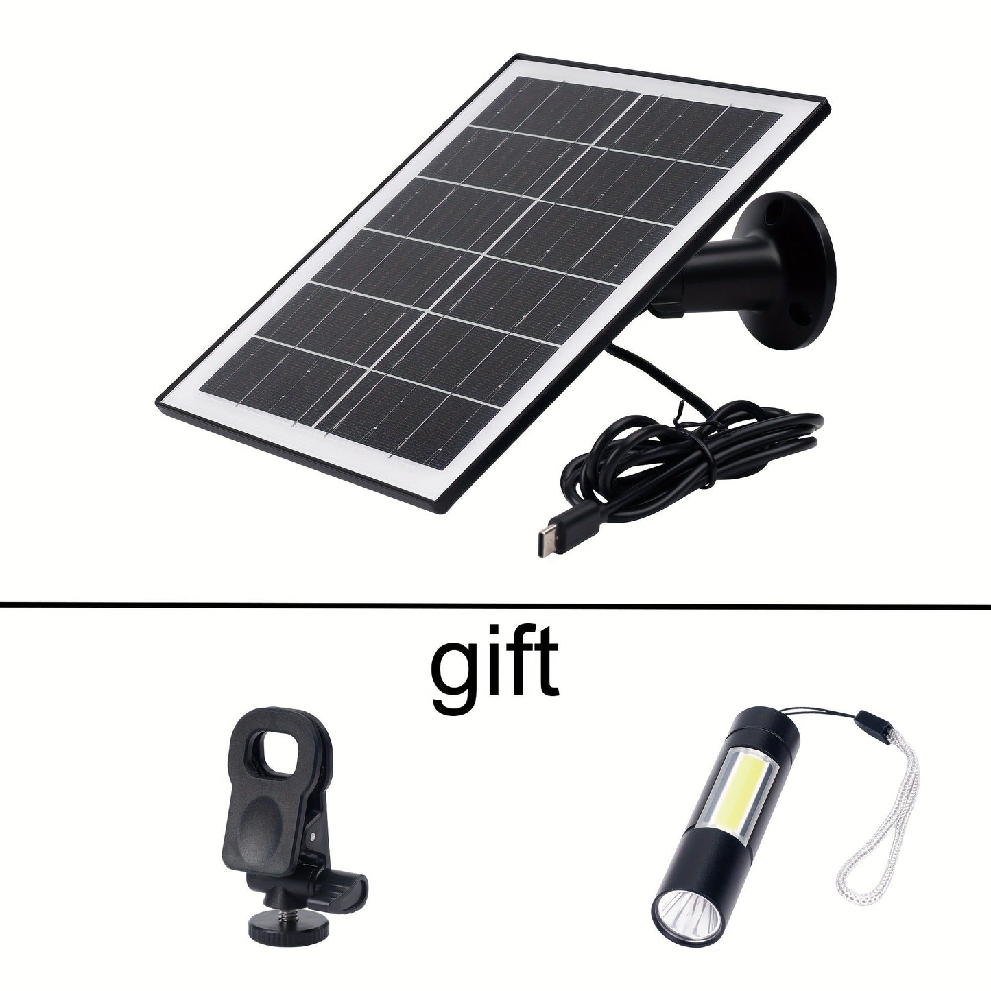 Solar Panel 5W Monocrystalline with Built-In 5200mAh Battery - 3rd Gen Emergency Charger for Security Camera
