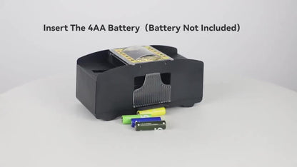 Automatic Playing Card Shuffler for 2, 4 or 6 Decks with One-Button Battery Operation and Transparent Card Chambers