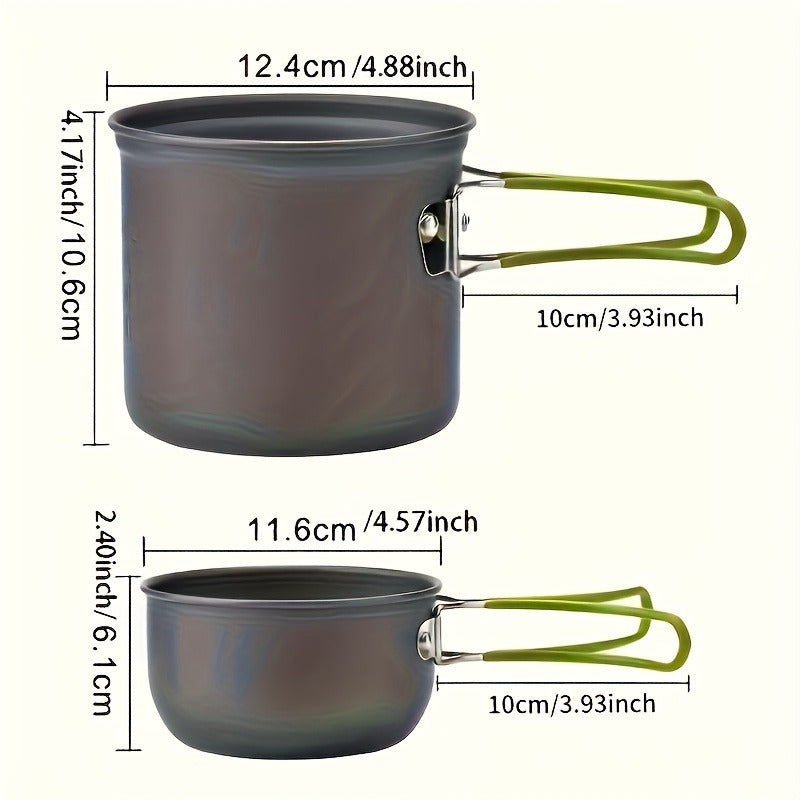 Stainless Steel Camping Cookware Set Portable Outdoor Cooking Pot with Foldable Storage Knives Forks Lightweight Compact for Backpacking