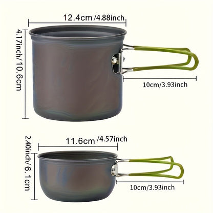Stainless Steel Camping Cookware Set Portable Outdoor Cooking Pot with Foldable Storage Knives Forks Lightweight Compact for Backpacking