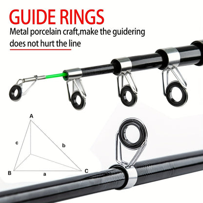 Baitcasting Rod and Reel Combo Set – Medium-Fast Action Telescopic Fishing Rod with Line, Lures, Accessories Box & Carry Bag