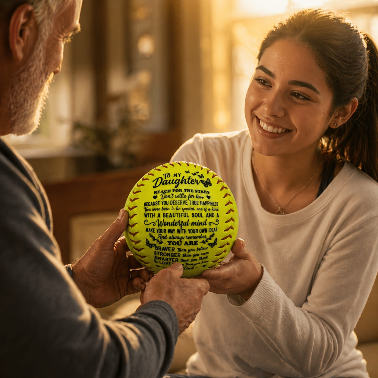 Personalized Softball Gift for Daughter – "To My Daughter" Inspirational Message Ball, International Standard Fastpitch Softball