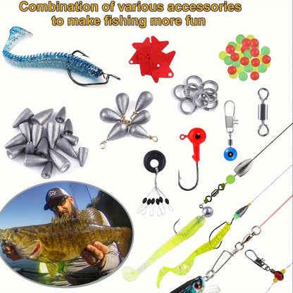 Fishing Accessories Kit 228 Piece Complete Fishing Set with Tackle Box Hooks Sinkers Swivels Lures Essential Gear for Freshwater Saltwater