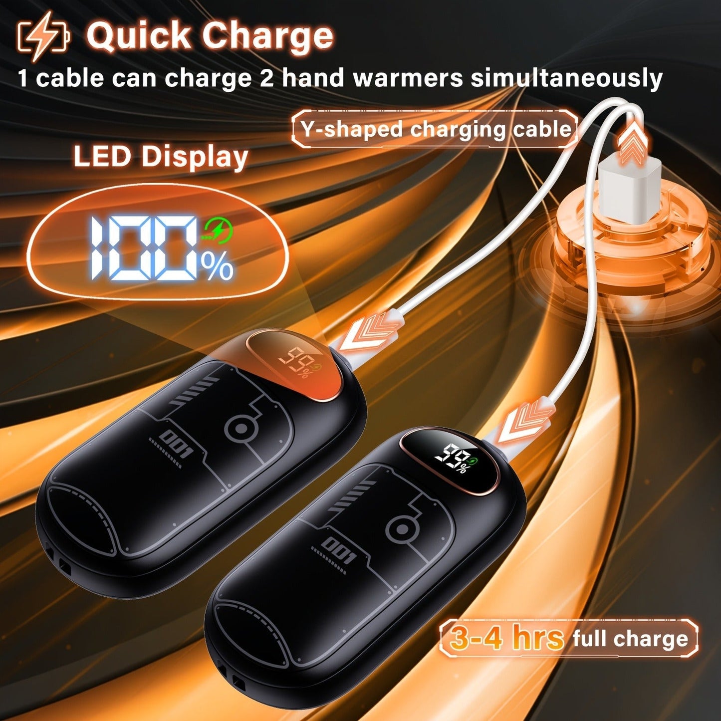Rechargeable Hand Warmers 2-Pack – 2-in-1 Electric Hand Warmer & Power Bank with LED Display, Heats Up to 131°F, USB-C Fast Charge