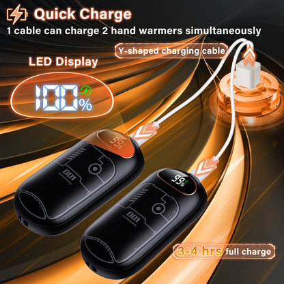 Rechargeable Hand Warmers 2-Pack – 2-in-1 Electric Hand Warmer & Power Bank with LED Display, Heats Up to 131°F, USB-C Fast Charge