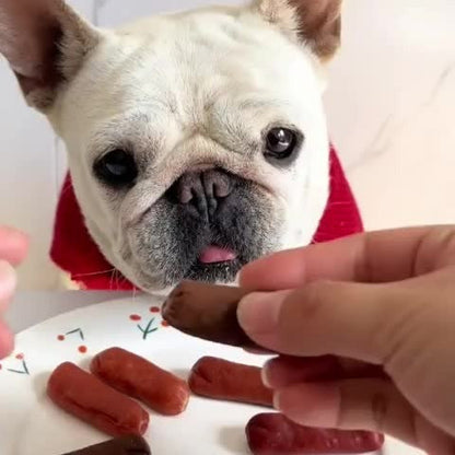 Dog Treats Duck Jerky, Chicken Pieces and Beef Sausage Assortment with Four Retained Flavor Options