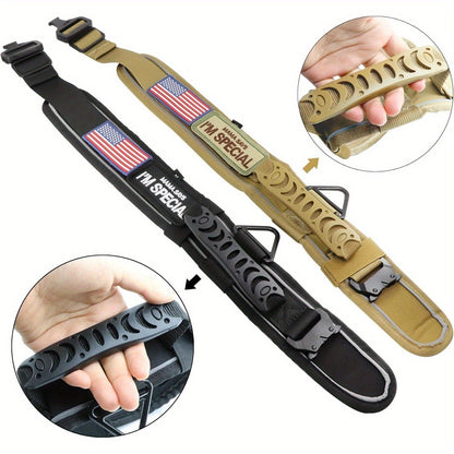 Wide Tactical Dog Collar with Padded Grab Handle, Reflective Stitching, Two Patches and M–XL Sizing