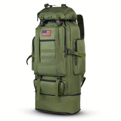 100L-Labeled Tall Tactical Rucksack with Roll-Top Compartment, Lower Pouch and Five Color Options