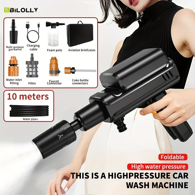 Portable Pressure Washer Cordless 980PSI, 3x 4000mAh Batteries, 5-in-1 Nozzle, Foam Cannon, 33FT Hose