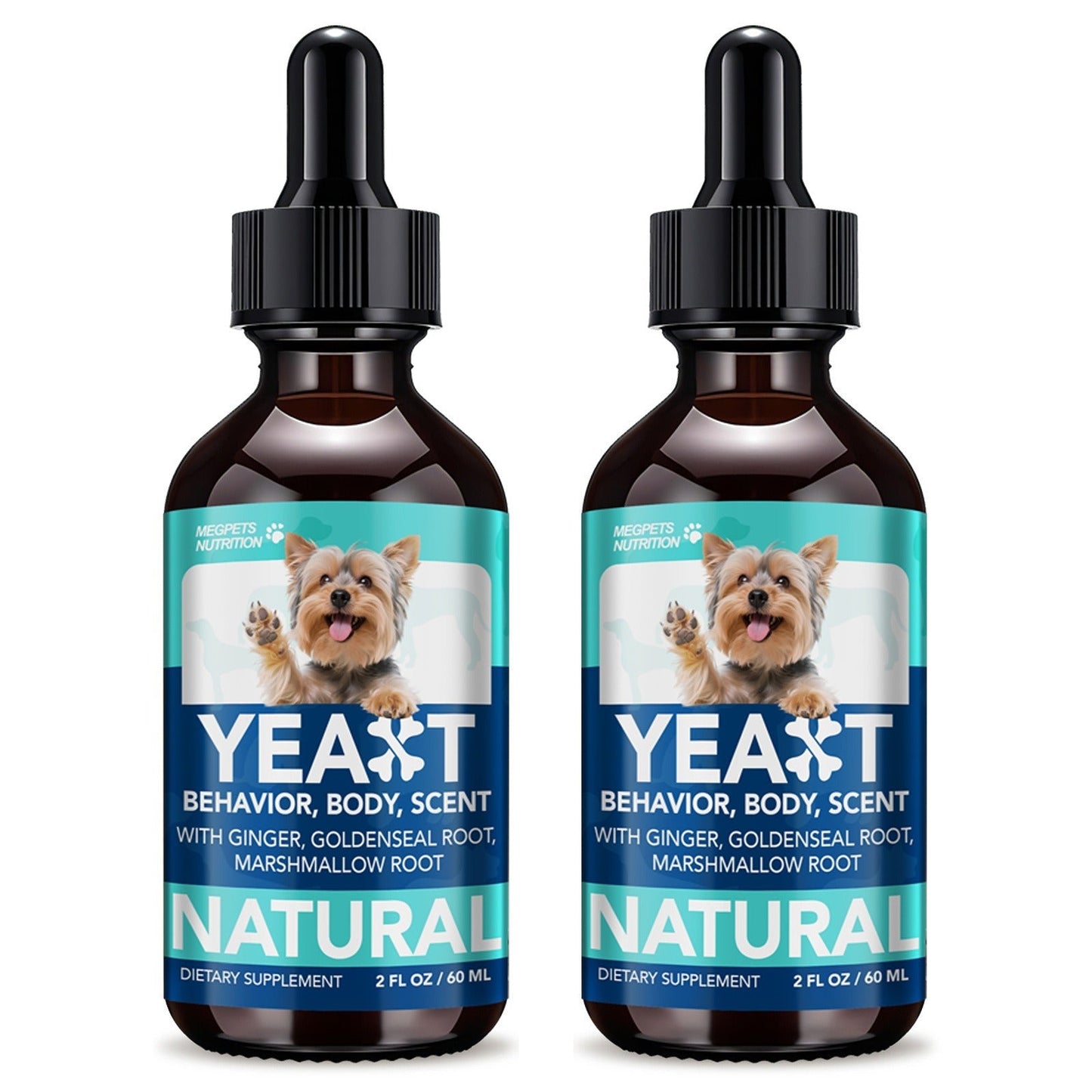 60 mL Pet Supplement Drops for Dogs and Cats in One-, Two- or Three-Bottle Checkout Pack Options
