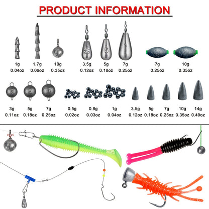 491-Piece Fishing Lures Kit – Complete Tackle Box Set with Soft Lures, Sinker Weights, Hooks, Jigs, Spinnerbait, Crankbait