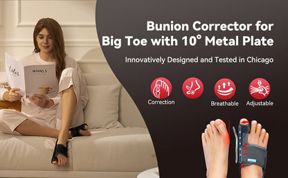 Adjustable Big Toe Separator Splint Pair with Two Metal Angle Bars, Double Straps and MB1Q Checkout Model