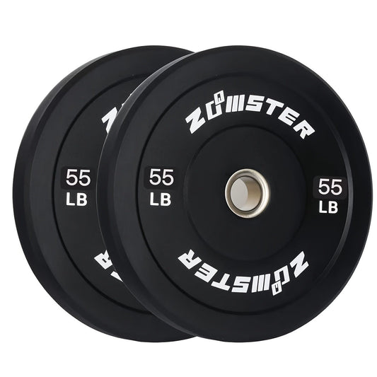 Rubber Bumper Weight Plates Olympic 2-Inch Steel Insert for Strength Training, Weightlifting & Home Gym – 35LB/55LB Pair