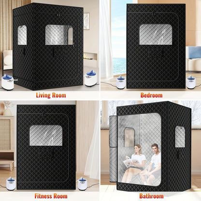 Double Person Sauna Tent 71x49x36in Extra Large 2-Person Steam Sauna Box for Home with 2 Steamers