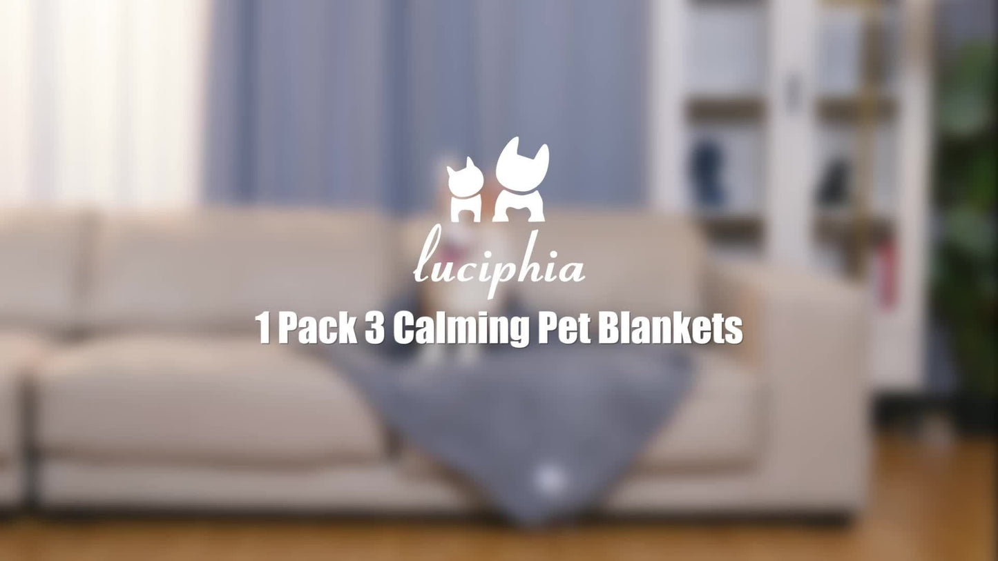 Pet Blanket 3 Pack – Super Soft Fleece Flannel Throw for Dogs Cats Puppies, Cute Paw Bone Elephant Dot Patterns, Small Medium Large Sizes