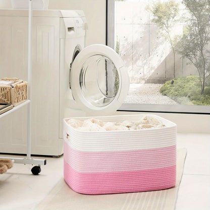 Storage Bag, Open-Top Woven Organizer in 30L, 65L or 100L with Handles and Black, Pink, Gray or Blue Options
