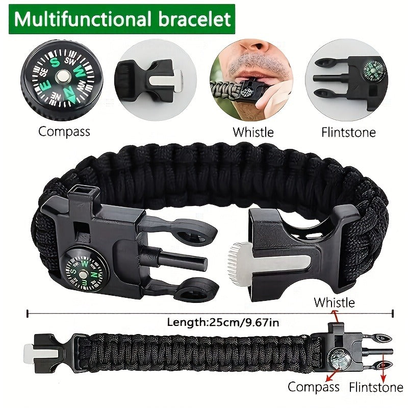 Tactical Survival Kit Multi-Tool Box – Emergency Outdoor Gear with Magnesium Fire Starter, Flint & First Aid Supplies for Camping, Hiking