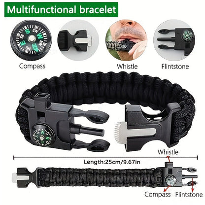 Tactical Survival Kit Multi-Tool Box – Emergency Outdoor Gear with Magnesium Fire Starter, Flint & First Aid Supplies for Camping, Hiking