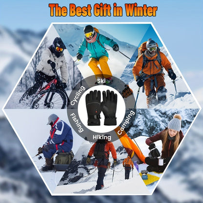 Rechargeable Full-Finger Heated Gloves with 2 × 5000mAh Battery Packs, Three Heat Levels and Touchscreen Fingertips