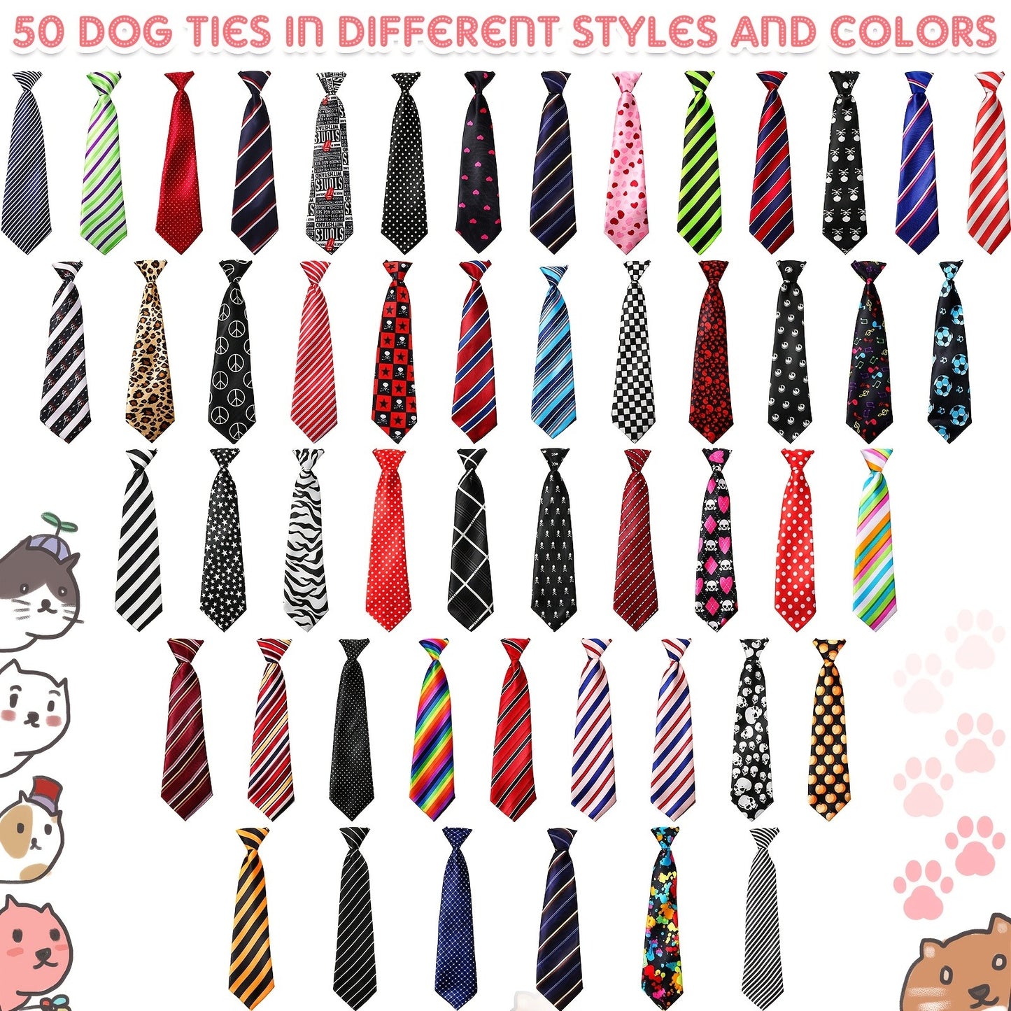 Dog Neck Ties Bulk Pack 30pcs Adjustable Grooming Bow Ties for Medium Large Dogs Mix Colors Holiday Birthday Daily Wear Pet Collar