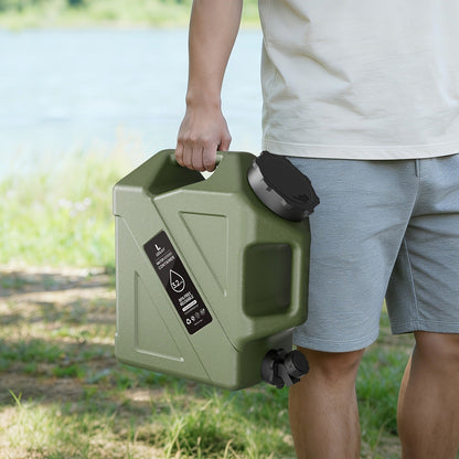 Collapsible Camping Water Storage Bucket 3.2 Gal Portable Water Tank with Faucet Dispenser Army Green Outdoor Emergency Water Container