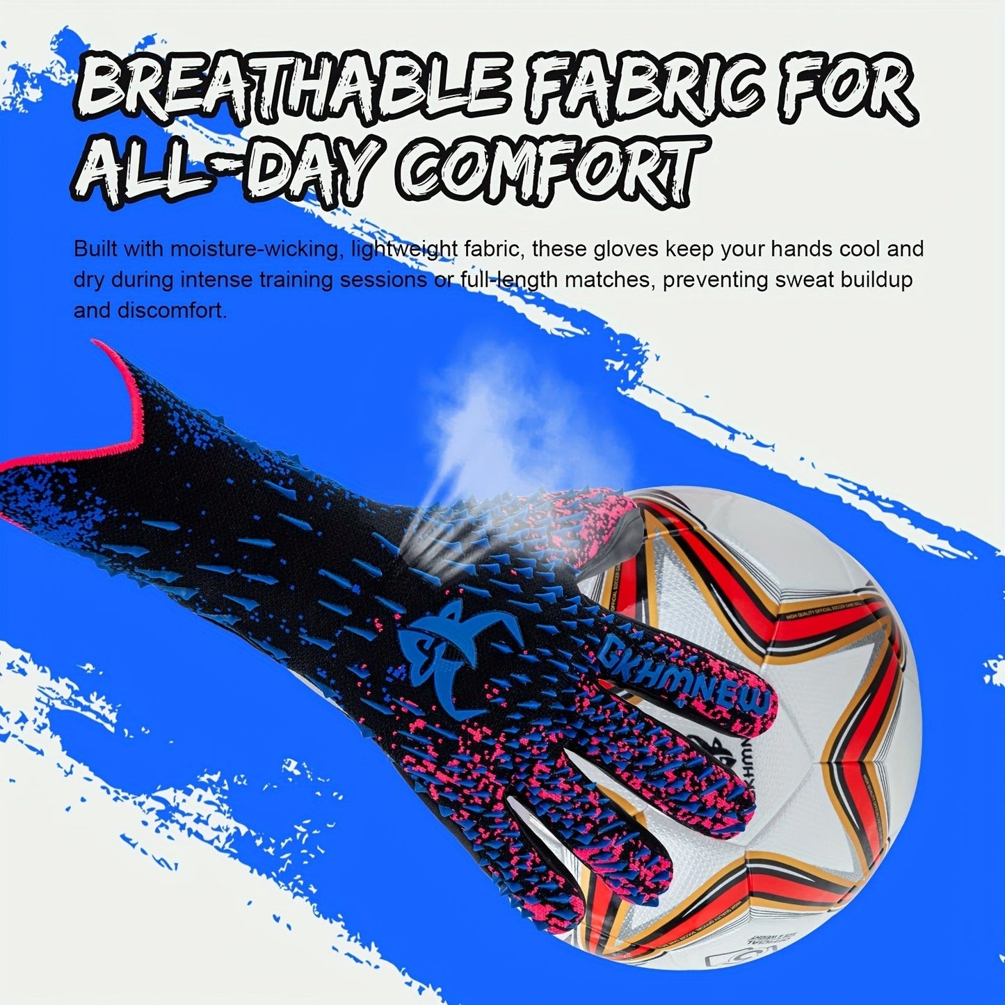 Soccer Goalkeeper Gloves with 4mm Grip Palm – Ventilated Goalie Gloves for Youth & Adults, Flexible Finger Protection, Sizes 6-10