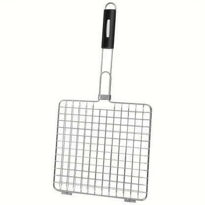 Grill Basket Stainless Steel Folding BBQ Grilling Basket for Fish Chicken Vegetables Shrimp Portable Outdoor Camping Barbecue Accessory 3