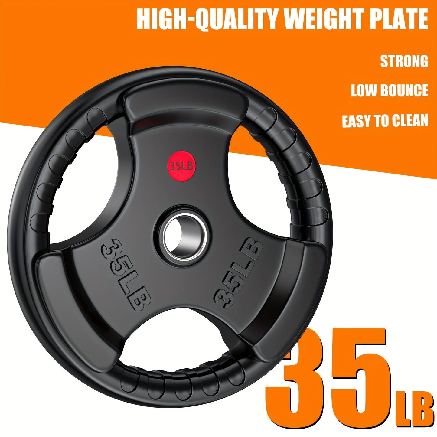 Tri-Grip Weight Plates with Three Hand Openings and 25, 35 or 45 lb Options for Barbell Training
