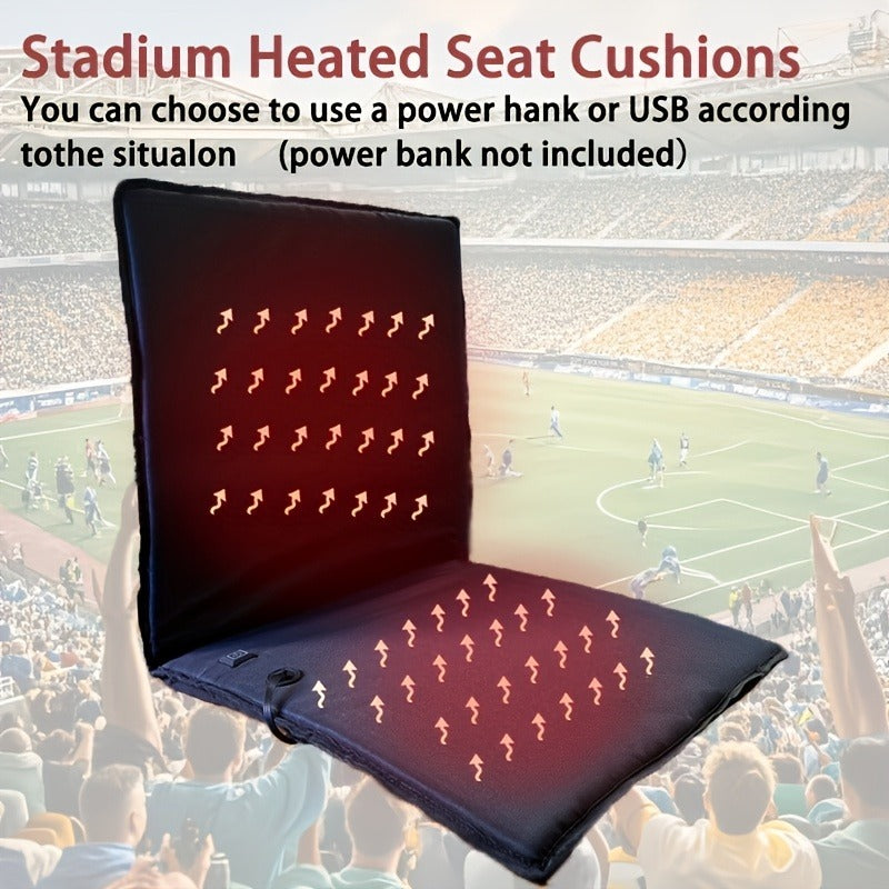 USB Heated Seat Cushion Foldable Heating Pad with 3 Adjustable Heat Modes – Portable Electric Warming Cushion for Stadium, Camping
