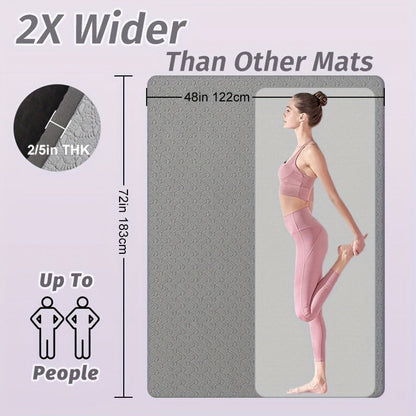 Extra Large TPE Yoga Mat 6’×4’ – 10mm Extra Thick Non-Slip Exercise Mat with Alignment Lines, Double-Sided Grip