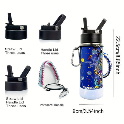 Insulated Water Bottle 16oz – Stainless Steel Vacuum Tumbler with Fun Printed Designs – Leak-Proof Kids & Teen Water Bottle