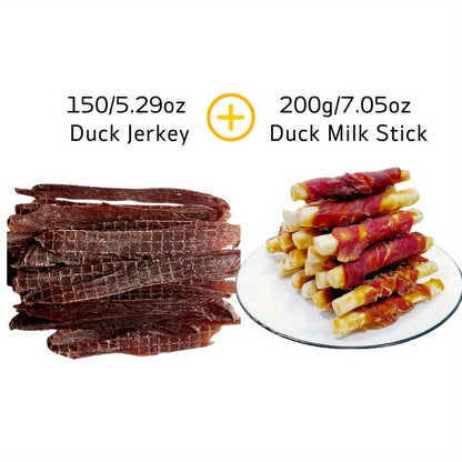 Dog Jerky Treats 400g Mixed Flavor Pack – Chicken & Duck Jerky, High Protein Low Fat, Long Lasting Chews, Digestible Training Reward Snacks