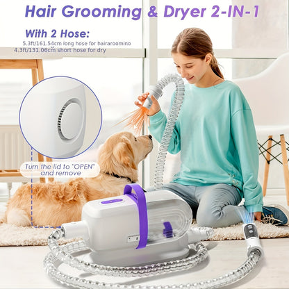 Pet Grooming Vacuum Kit 8-in-1 with 12000Pa Suction – Dog & Cat Hair Vacuum for Shedding, 6 Grooming Tools, 74oz Dust Cup, Low Noise