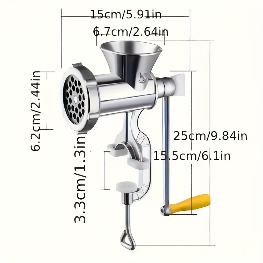 Manual Meat Grinder Hand Crank - Stainless Steel Mincer & Sausage Maker for Home Kitchen for Home Cooking, Dining and Outdoor Meals