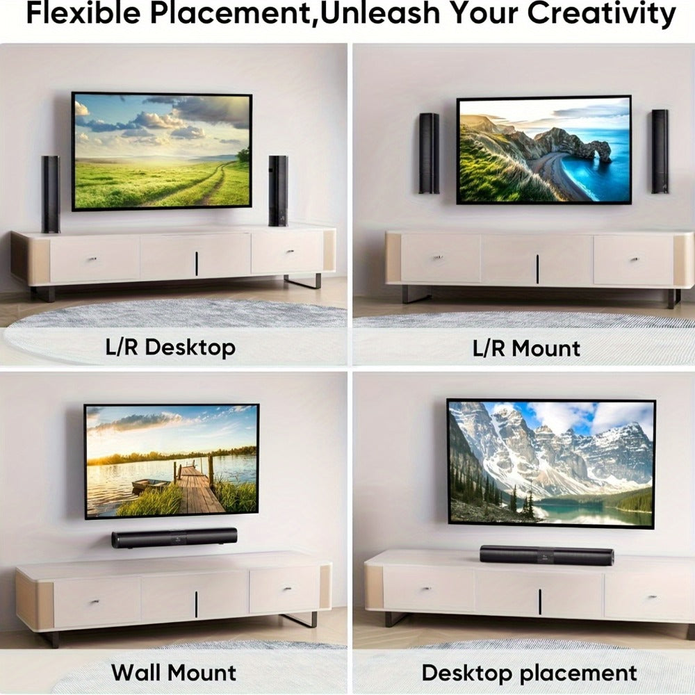 2.1 Channel Soundbar with Subwoofer for TV PC Gaming, Wireless Bluetooth Optical AUX Wall-Mountable Surround Sound System