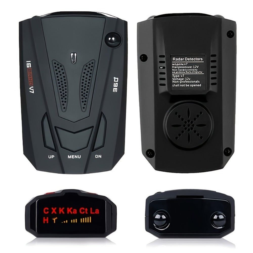16-Band GPS Detector for Cars 360 Degree Anti-GPS Speed Camera LIDAR Detector Voice Alarm Real-Time Threat Alerts Enhanced Safety Features