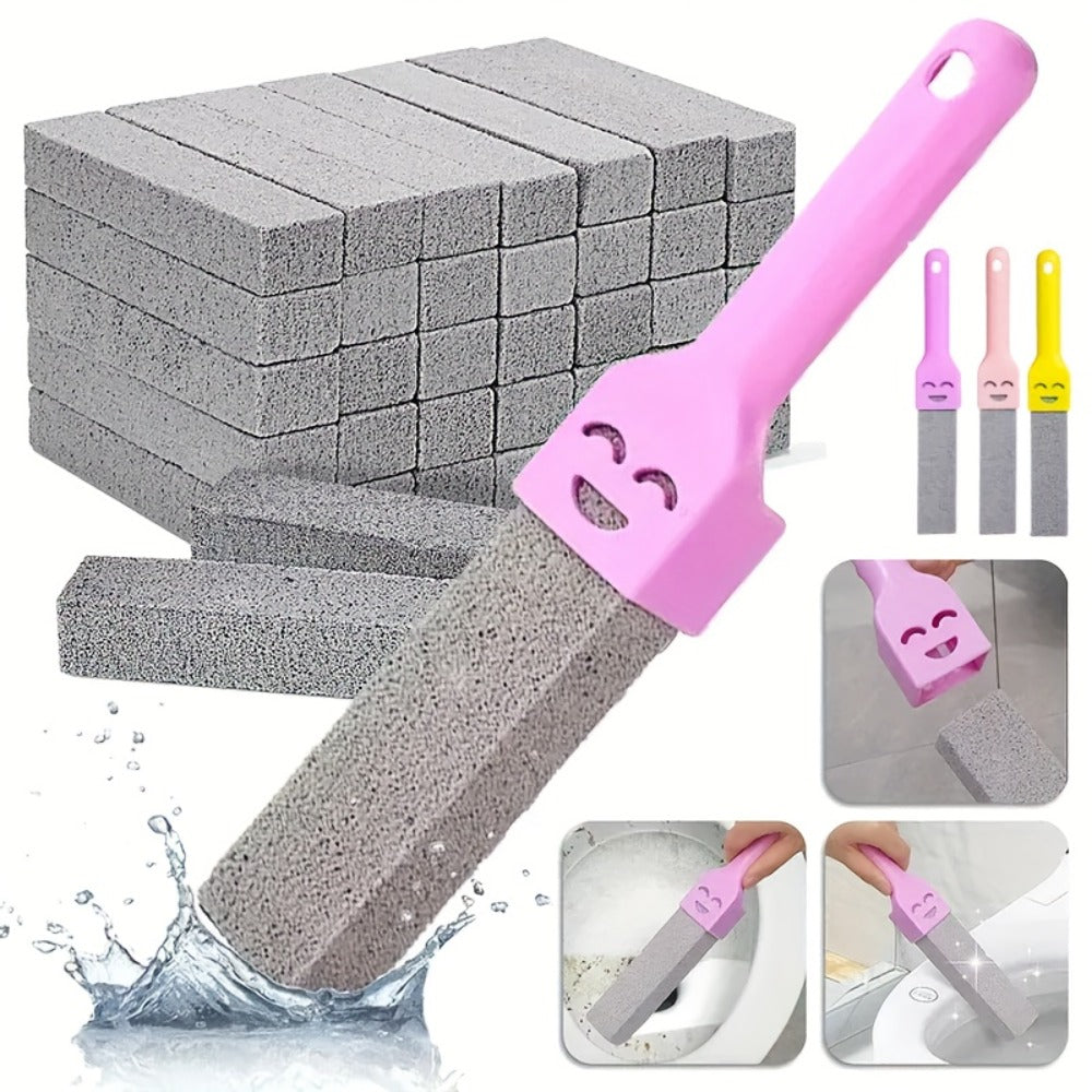Pumice Stone Toilet Brush Set with Ergonomic Handle | Heavy-Duty Limescale Rust & Stain Remover | Non-Scratch Cleaning Tool for Bathroom