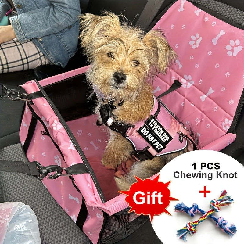 Dog Car Booster Seat for Small Dogs & Cats – Foldable Oxford Pet Car Seat Carrier with Safety Leash, Adjustable Straps, Breathable Mesh