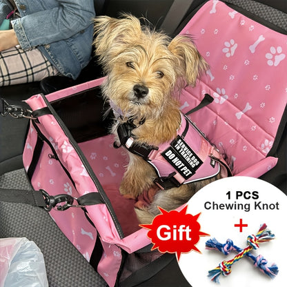 Dog Car Booster Seat for Small Dogs & Cats – Foldable Oxford Pet Car Seat Carrier with Safety Leash, Adjustable Straps, Breathable Mesh