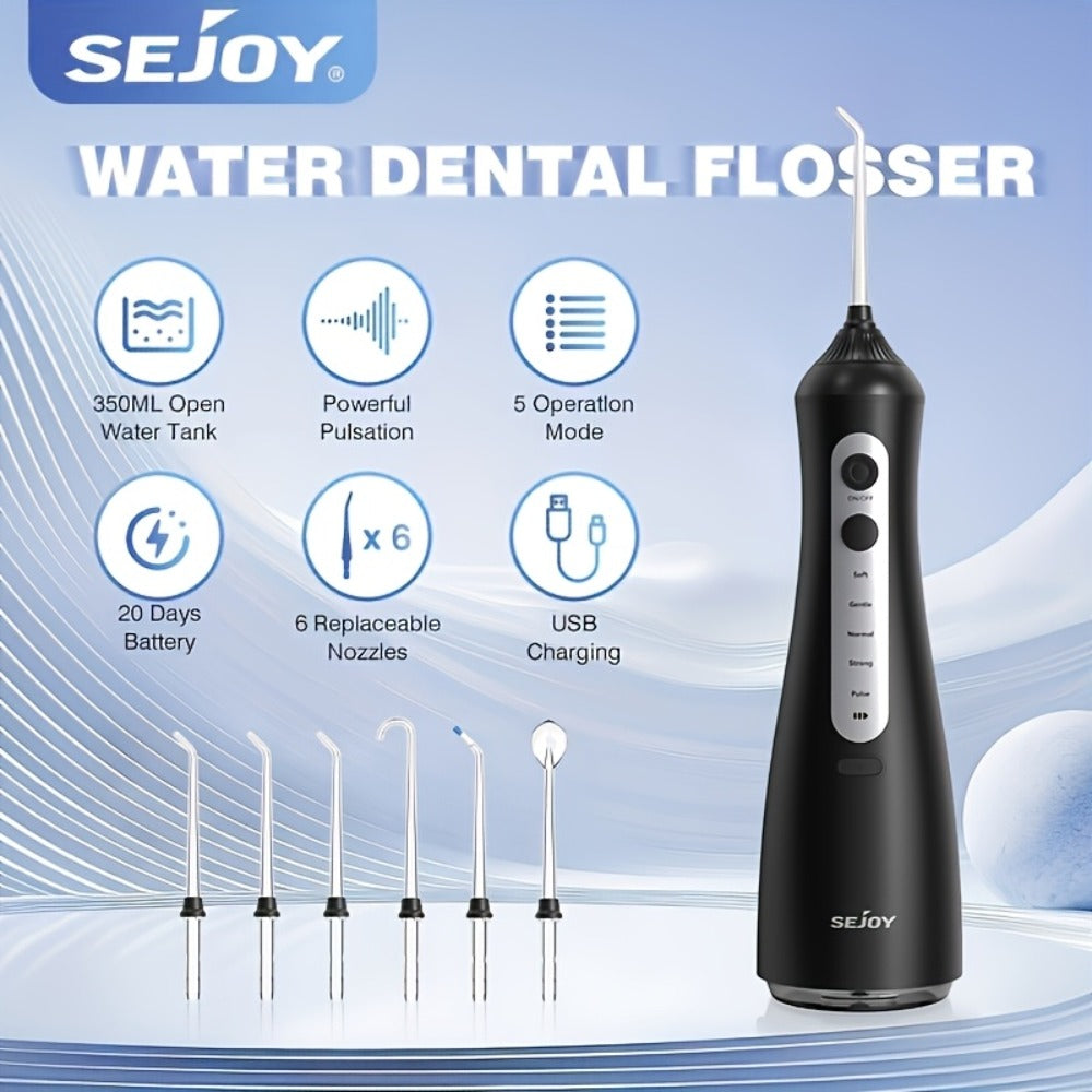 Water Flosser Electric Oral Irrigator 9 Replaceable Nozzles 350mL Tank 20-Day Battery 360° for an Everyday Personal Care Routine