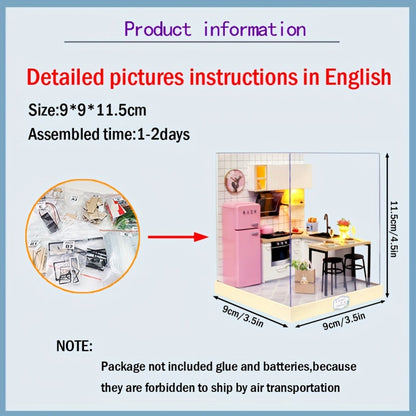 DIY Miniature Dollhouse Kit with Dust Cover Small, Mini House Model No Glue with the Listed Color, Size or Set Options for Everyday Use