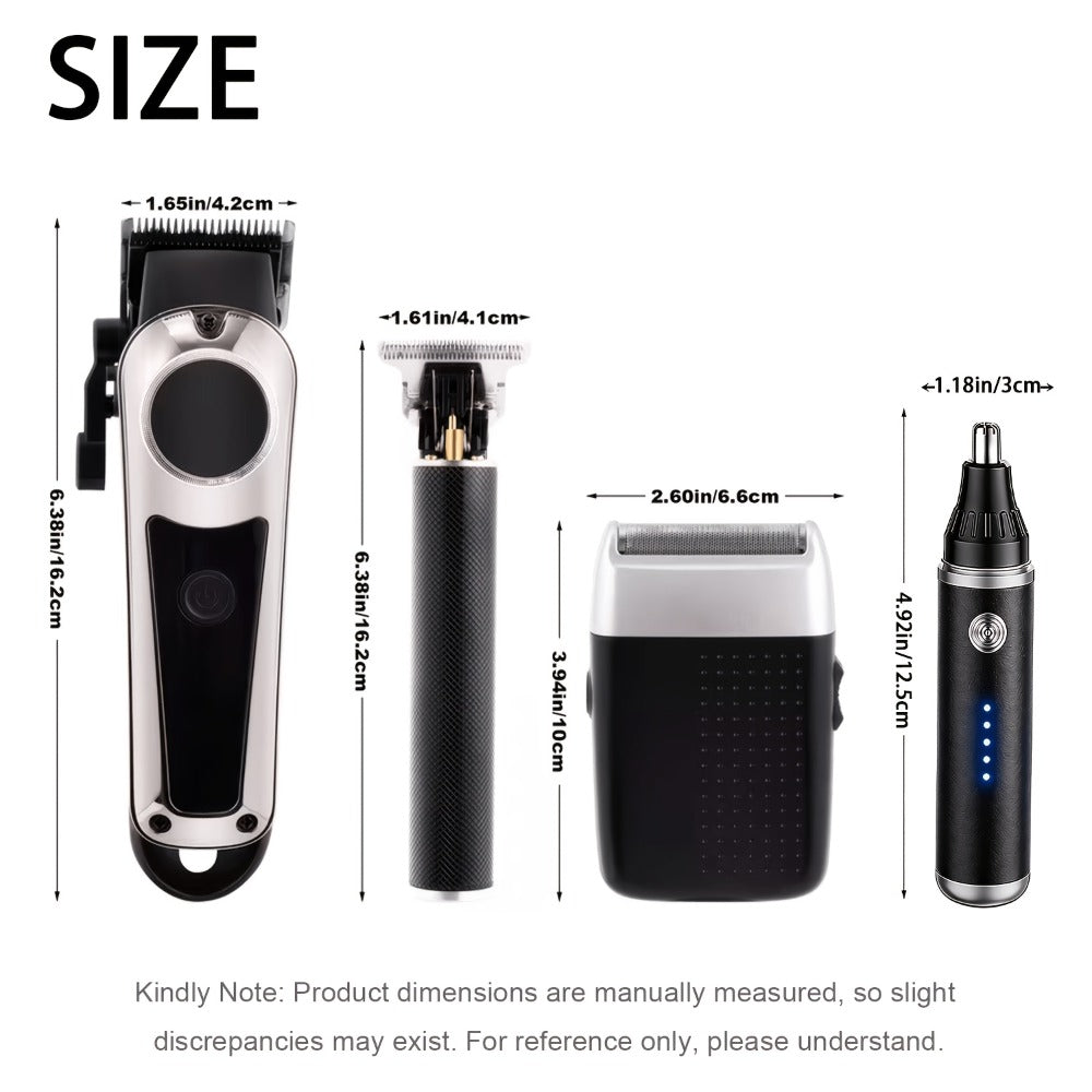 3-in-1 Grooming Kit for Men – Electric Hair Clipper, Nose Hair Trimmer & Shaver Set, USB Rechargeable Lithium Battery Cordless