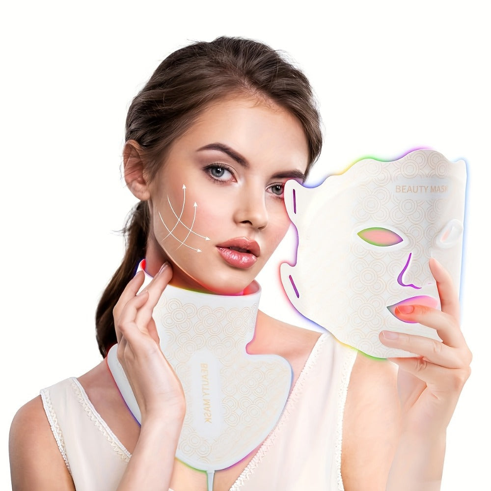 Red Light Therapy Face Mask, 7-in-1 LED Device for Face, Neck & Chest, 95 Beads 650nm & 850nm Dual Wavelength