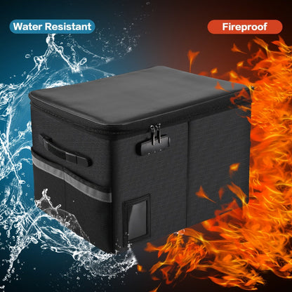 Fireproof File Box with Combination Lock - Collapsible Fireproof Document Organizer Filing for Entryways, Bedrooms and Living Spaces