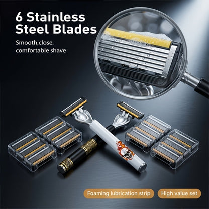 Men's Razor Set with Stainless Steel Replacement Blades – Reusable Handle & High-Capacity Blade Kit for Smooth Close Shave