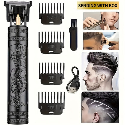 Hair Clipper Retro T-Blade Cordless Trimmer with LED Display, USB Charging and T9 or T10 Style Options
